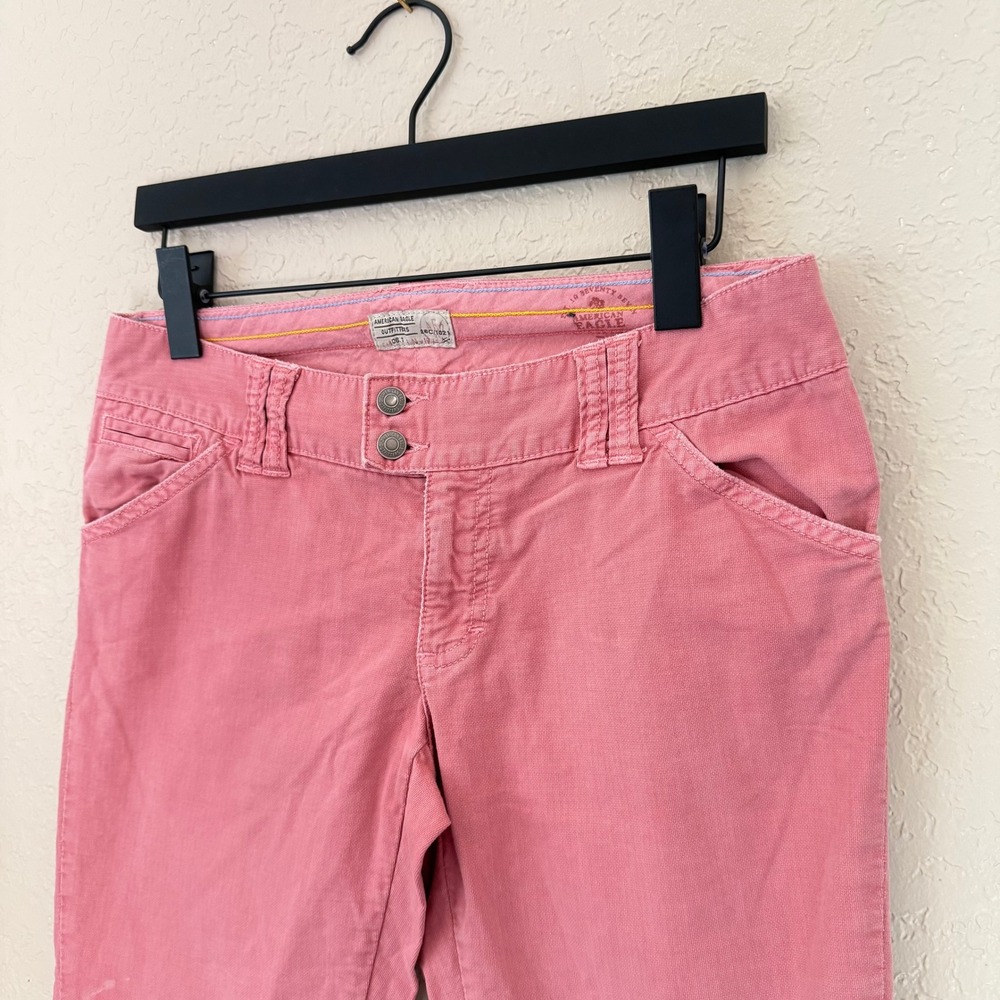 Y2K American Eagle Pink Low Rise Cropped Capri Pants Size 6 - Picture 3 of 5